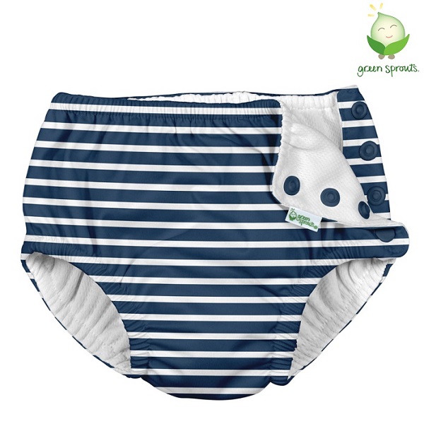 Uimavaippa Green Sprouts Navy Stripe