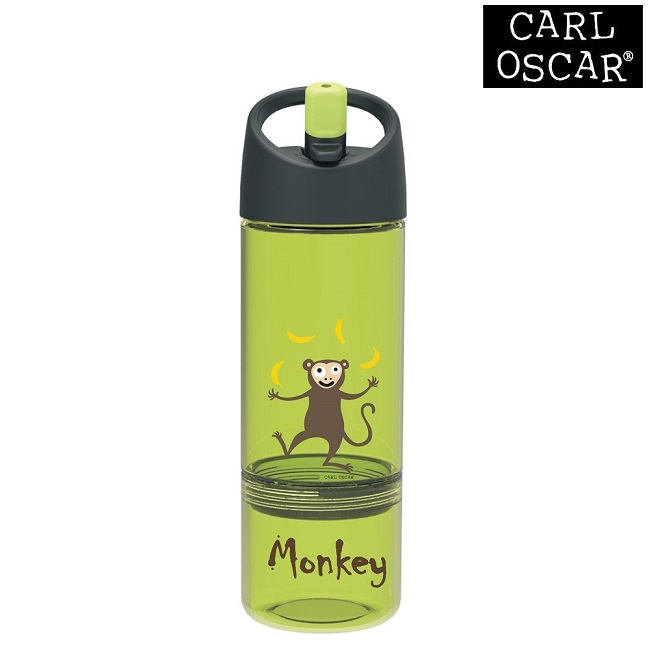 Vattenflaska barn Carl Oscar 2-in-1 med snacksburk 300 ml Lime Monkey