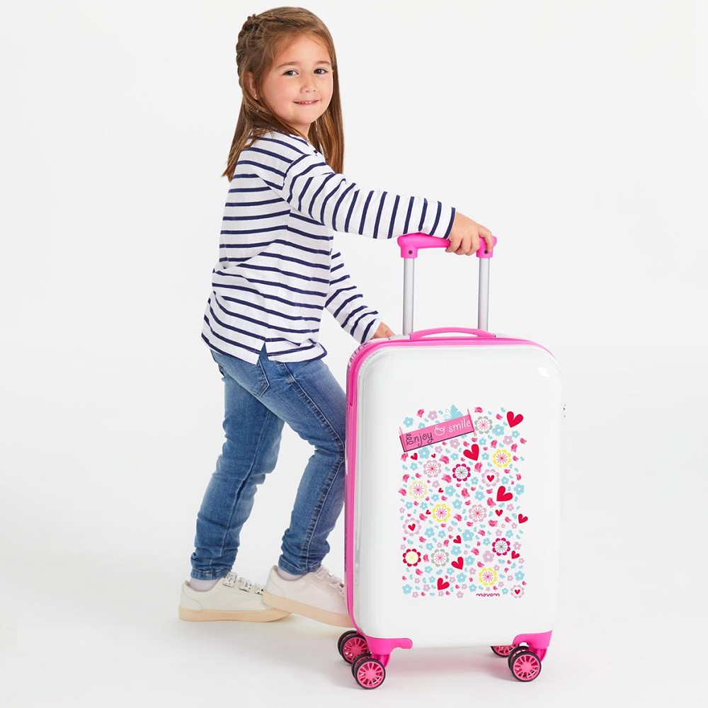 Resväska barn Movom Enjoy & Smile vit och rosa ABS Resväska barn Movom Enjoy & Smile vit och rosa ABS