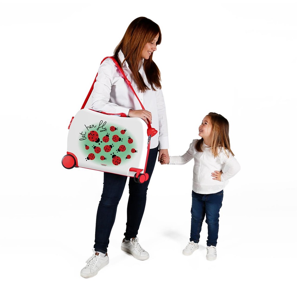 Resväska barn att åka på Movom Ladybird vit Resväska barn att åka på Movom Ladybird vit