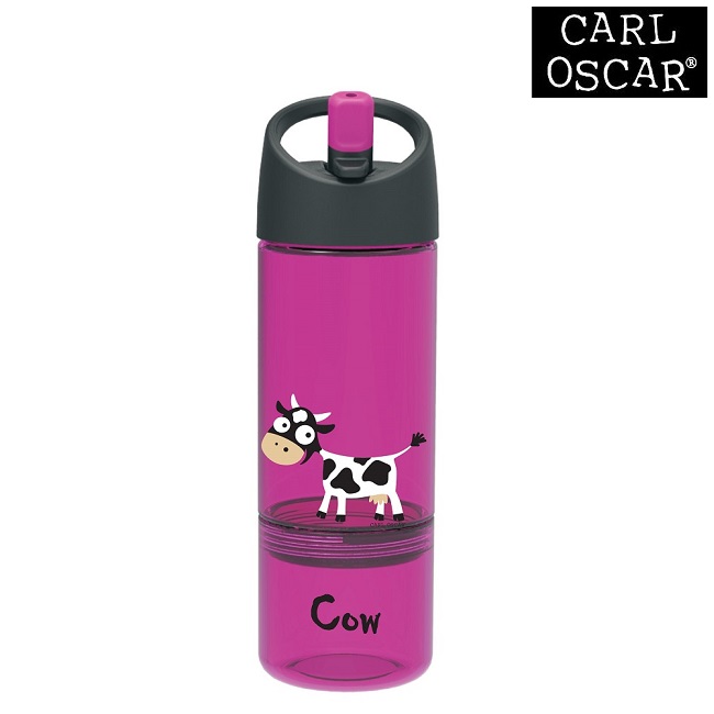 Vattenflaska barn Carl Oscar 2-in-1 med snacksburk 300 ml Purple Cow