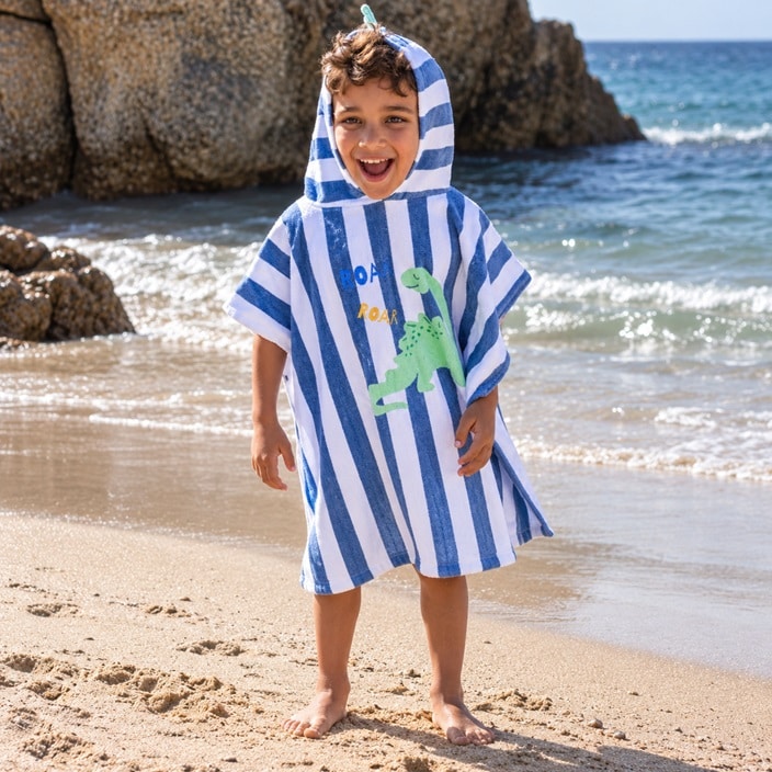 Lasten Huppupyyhe - Swim Essentials Blue Dino