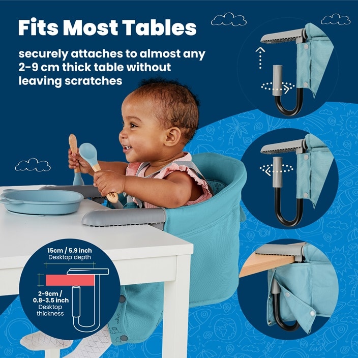 Matkasyöttötuoli Trunki Clamp & Dine Blue