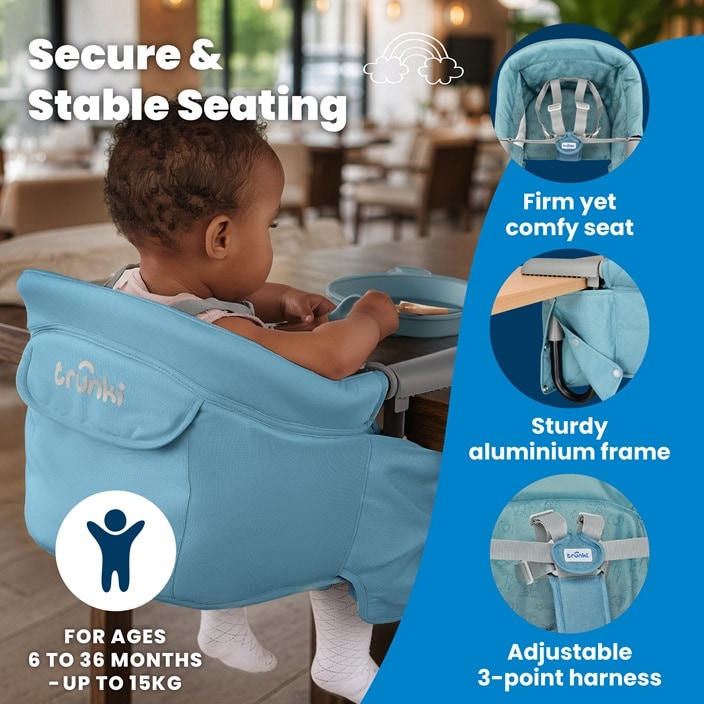 Matkasyöttötuoli Trunki Clamp & Dine Blue