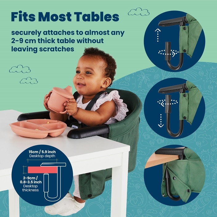 Matkasyöttötuoli Trunki Clamp & Dine Green