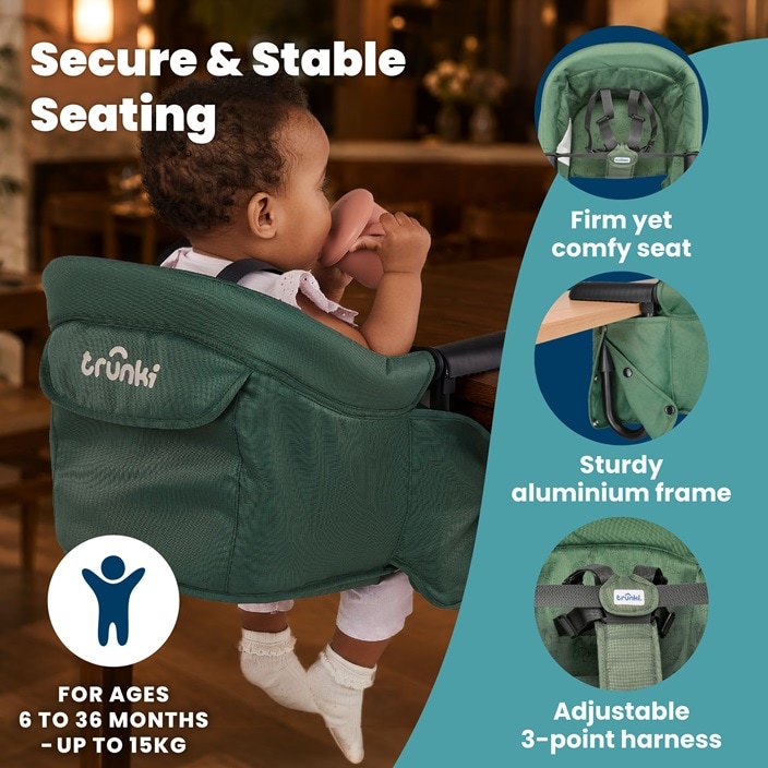 Matkasyöttötuoli Trunki Clamp & Dine Green