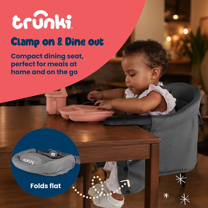 Matkasyöttötuoli Trunki Clamp & Dine Grey
