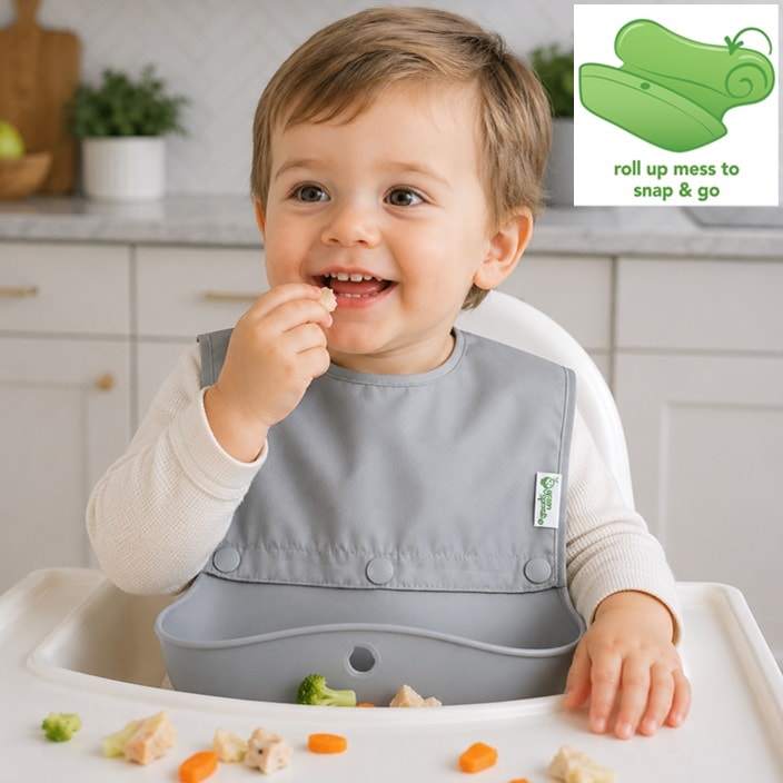 Ruokalappu -Green Sprouts Snap & Go Grey