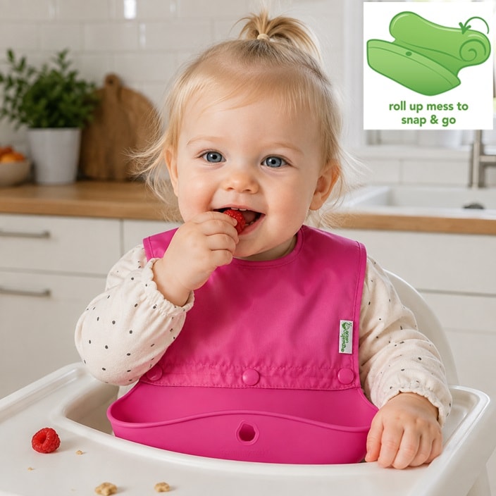 Ruokalappu - Green Sprouts Snap & Go Pink