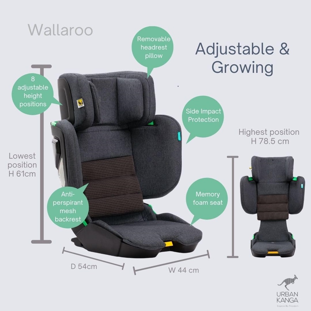 Taitettava Turvaistuin - Urban Kanga Wallaroo 2.0. Musta
