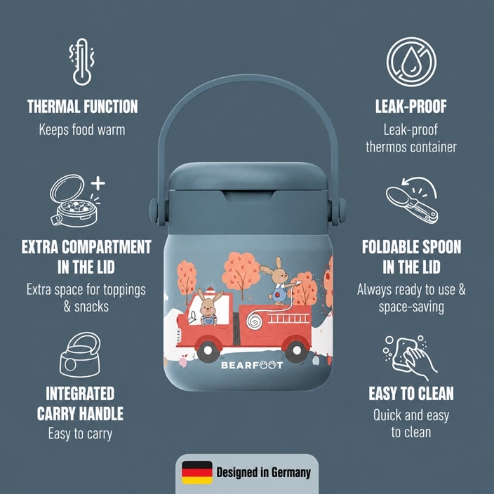 Lasten ruoakatermos Bearfoot Firetruck