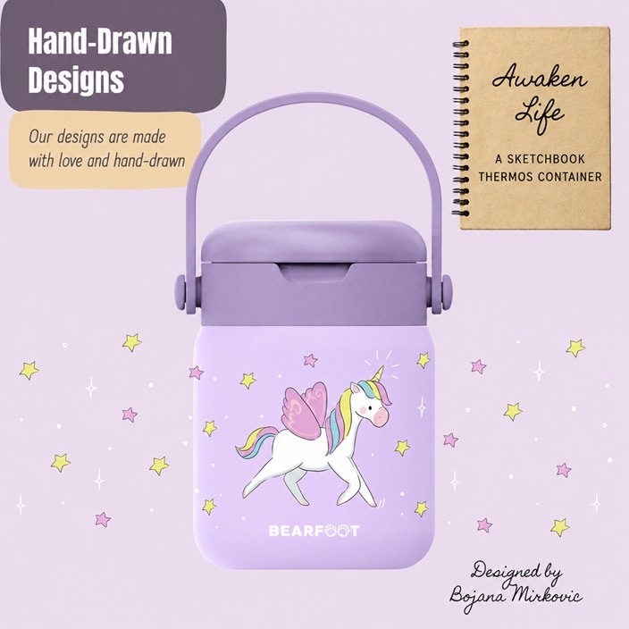 Lasten ruoakatermos Bearfoot Unicorn