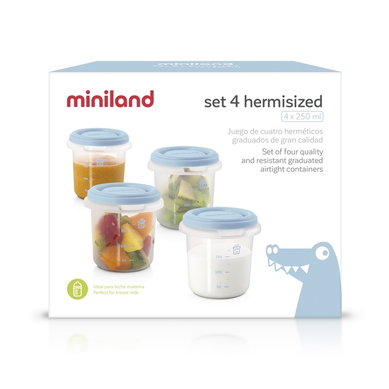 Matburkar för barnmat Miniland Hermisized ljusblå 4-pack