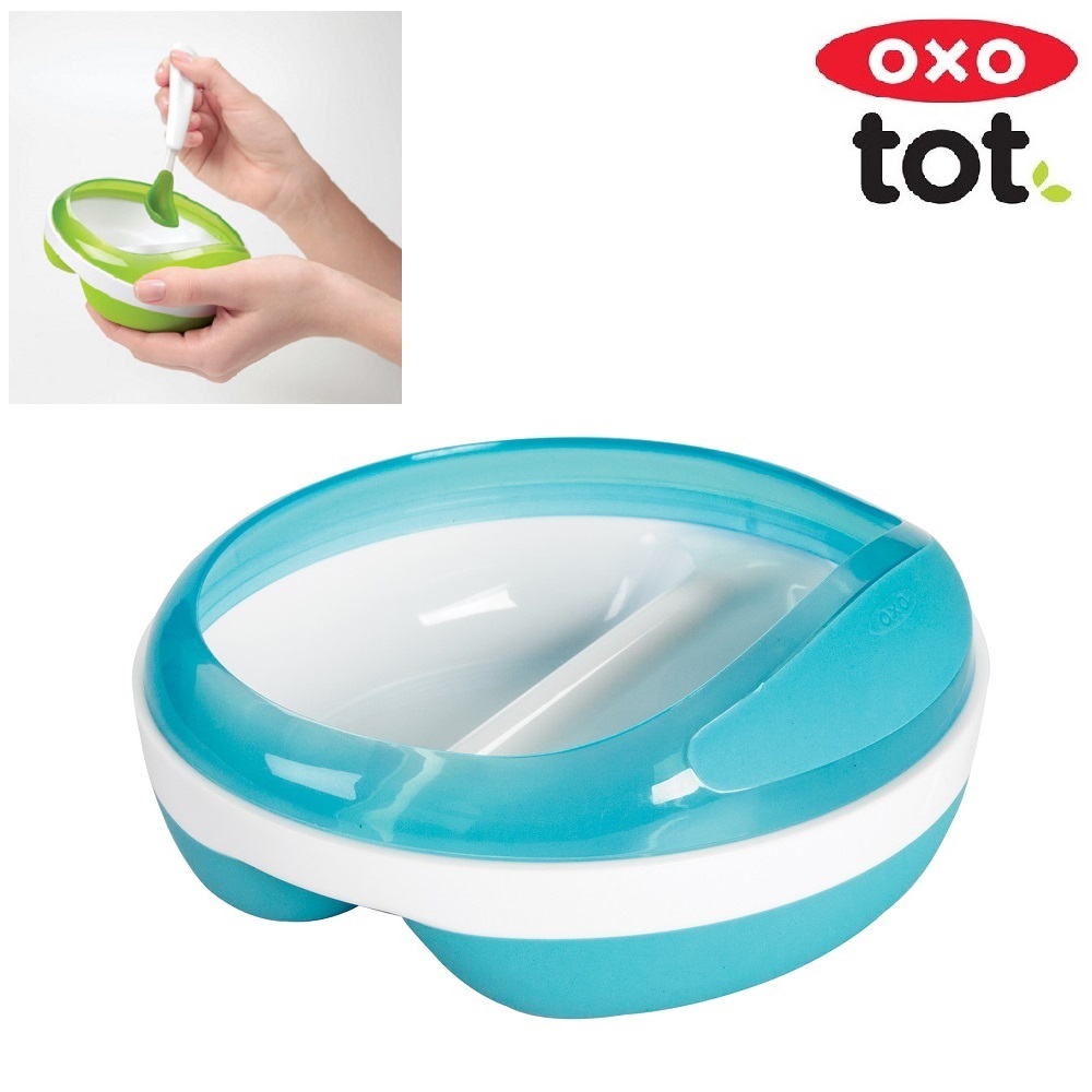 Matningstallrik med två avdelningar OXO-Tot Divided Feeding Dish Blå