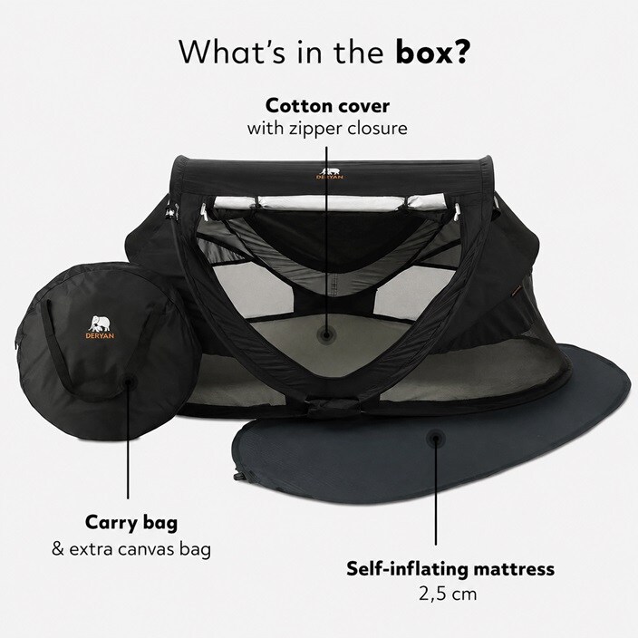 Lasten Matkasänky - Deryan Toddler Luxe Black