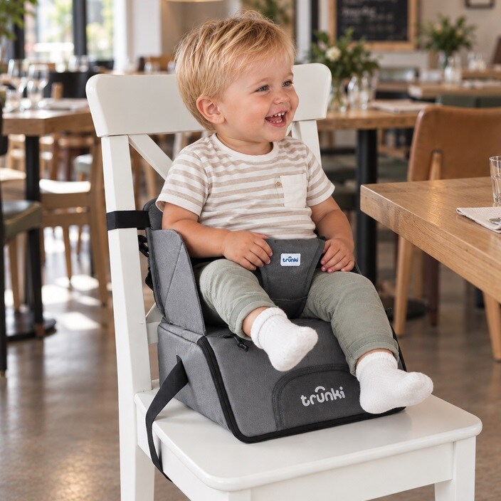 Istuinkoroke & Matkasyöttötuoli - Trunki Rise & Dine Grey