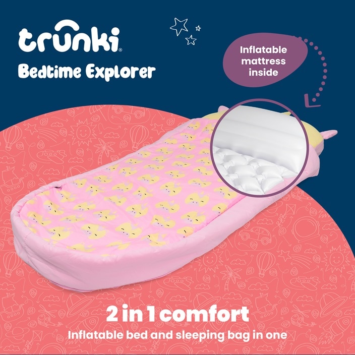 Lasten puhallettava matkasänky Trunki BedTime Explorer Una Unicorn