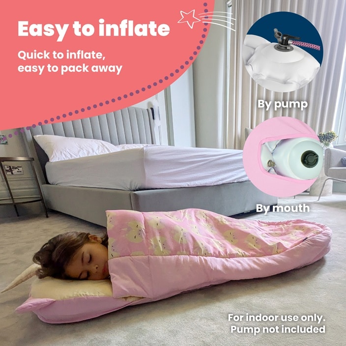 Lasten puhallettava matkasänky Trunki BedTime Explorer Una Unicorn