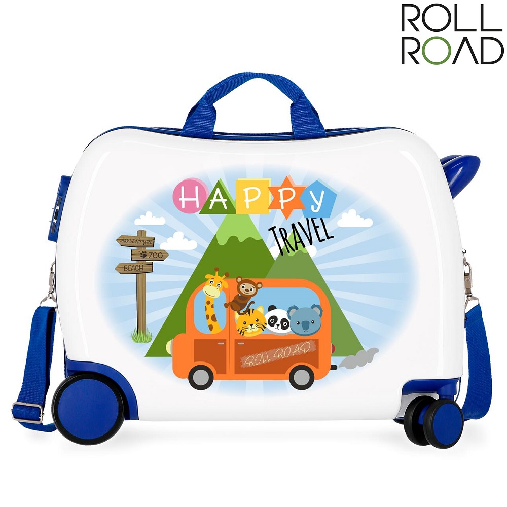 Lasten päälläistuttava matkalaukku Roll Road Happy Travel