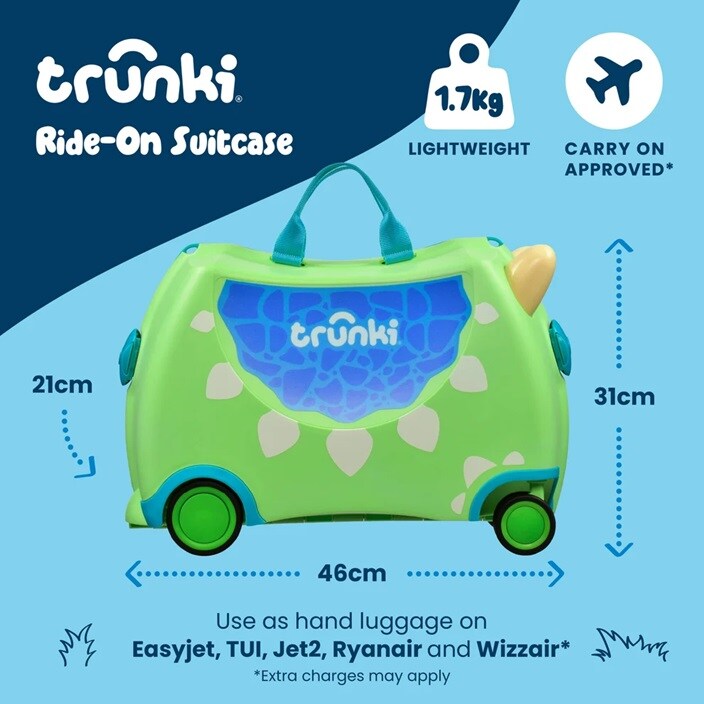 Lasten Matkalaukku - Trunki Glide Dudley the Dinosaur