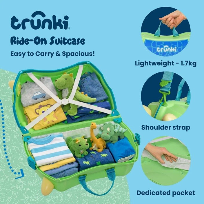 Lasten Matkalaukku - Trunki Glide Dudley the Dinosaur
