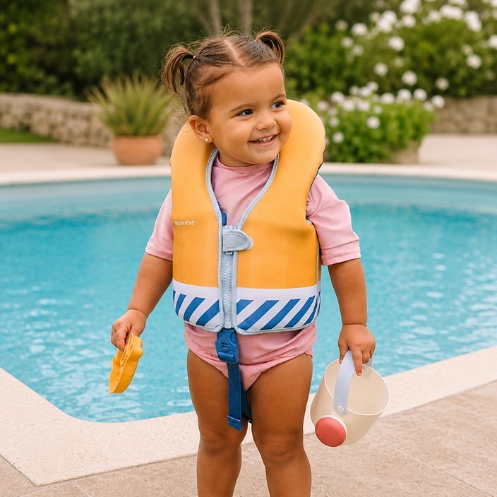 Lasten Uimaliivi - Monnëka Learning Float Vest Blue Stripes
