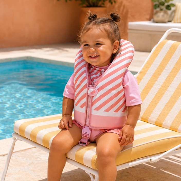 Lasten Uimaliivi - Monnëka Learning Float Vest Pink Stripes
