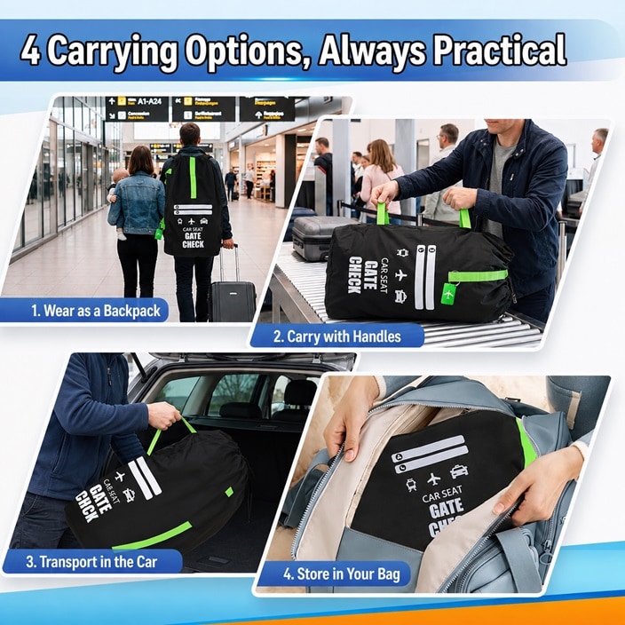 Kuljetuslaukku turvaistuimelle ja turvakaukaloille Yeria Gate Check Car Seat Bag