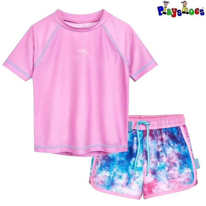 Lasten UV-Paita ja UV-Uimahousut Playshoes Batik Pink Uimapuku