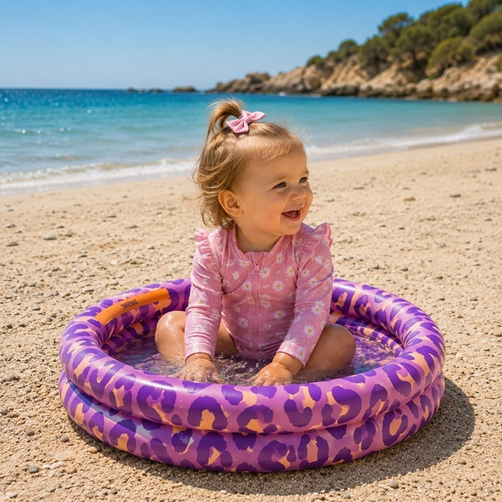 Puhallettava lastenallas Swim Essentials Mini Pool Purple Leopard